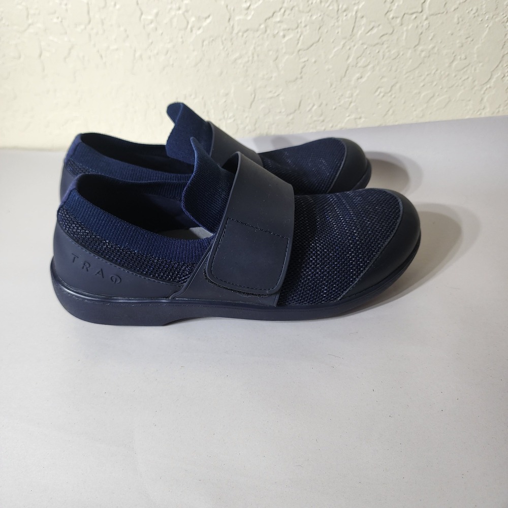 TRAQ by Alegria Qwik Navy Blue Knit Smart Walking Shoes Womens 41 US 11